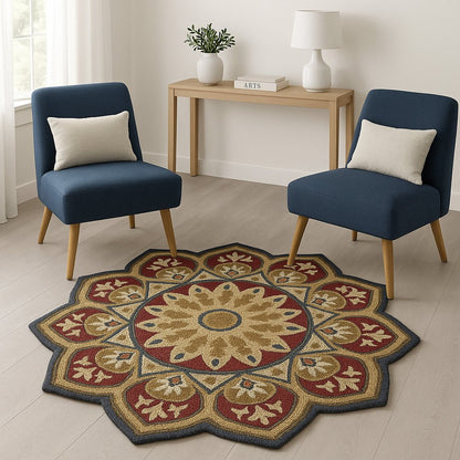 6' Red Wool Hand Tufted Round Rug