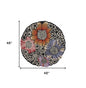 4' Round Red and Black Floral Area Rug
