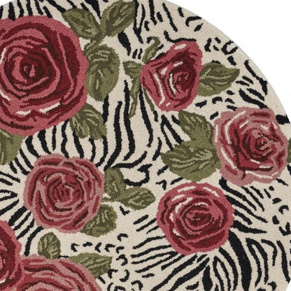 4' Round Red Rose Bed Area Rug