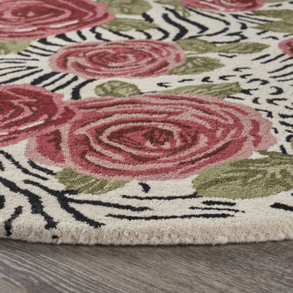 4' Round Red Rose Bed Area Rug