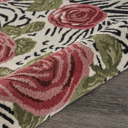 4' Round Red Rose Bed Area Rug