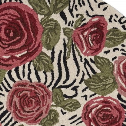 4' Round Red Rose Bed Area Rug