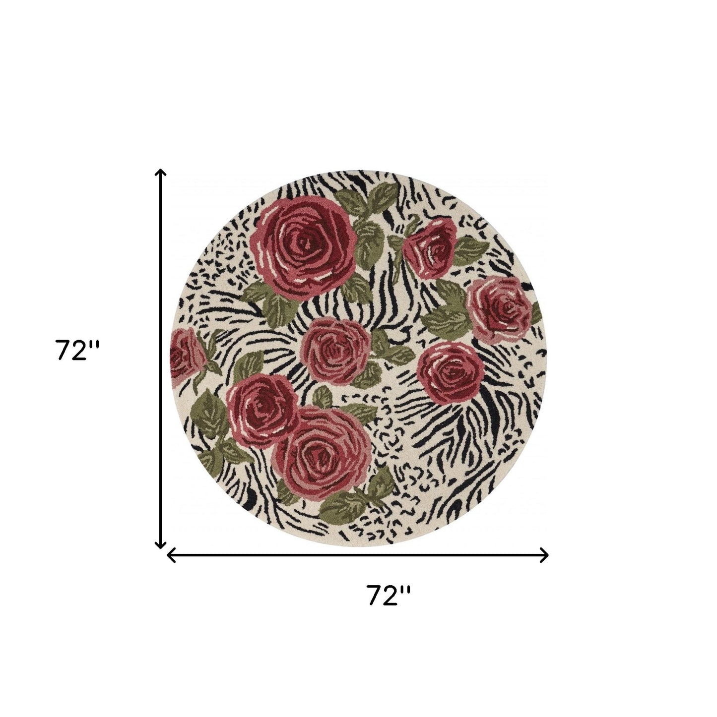 4' Round Red Rose Bed Area Rug