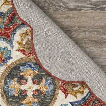 6' Red Wool Hand Hooked Round Rug