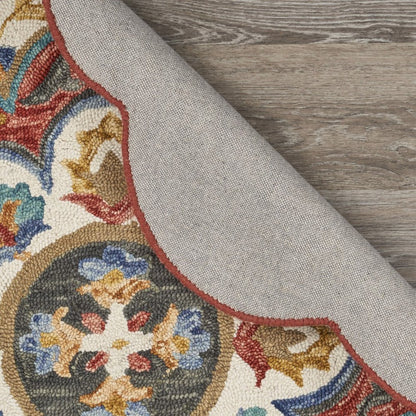 6' Red Wool Hand Hooked Round Rug