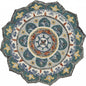 4' Green And Ivory Wool Hand Hooked Round Rug