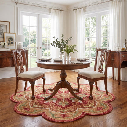 4' Red Wool Hand Hooked Round Rug