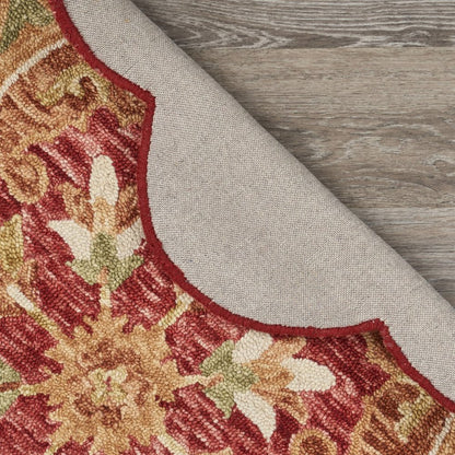 4' Red Wool Hand Hooked Round Rug