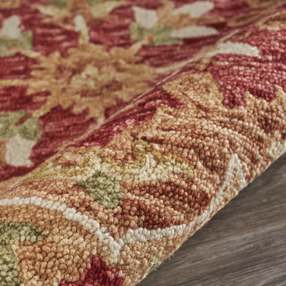 4' Red Wool Hand Hooked Round Rug