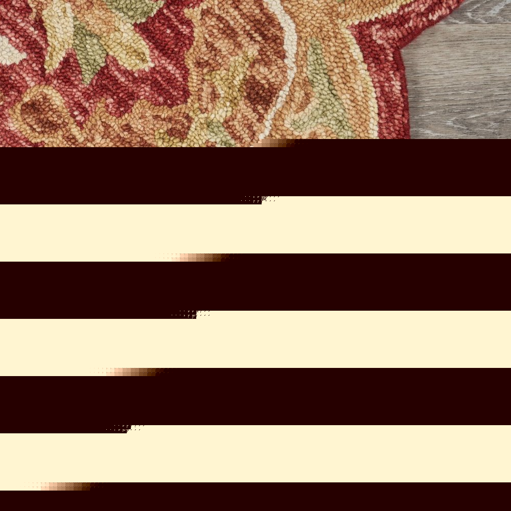 4' Red Wool Hand Hooked Round Rug