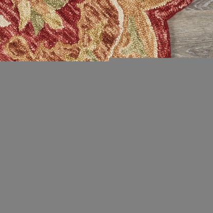 4' Red Wool Hand Hooked Round Rug