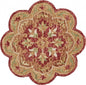 6' Round Rustic Red Scalloped Edge Area Rug