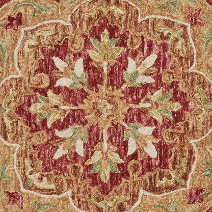 4' Red Wool Hand Hooked Round Rug