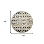 4' Round Blue and Cream Stripe Diamond Area Rug