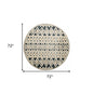 4' Round Blue and Cream Stripe Diamond Area Rug
