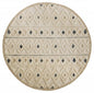 4' Round Cream and Blue Stripe Diamond Area Rug