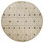 4' Round Cream and Blue Stripe Diamond Area Rug