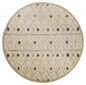 4' Round Cream and Blue Stripe Diamond Area Rug