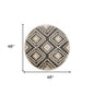 4' Round Gray and Cream Geometric Area Rug