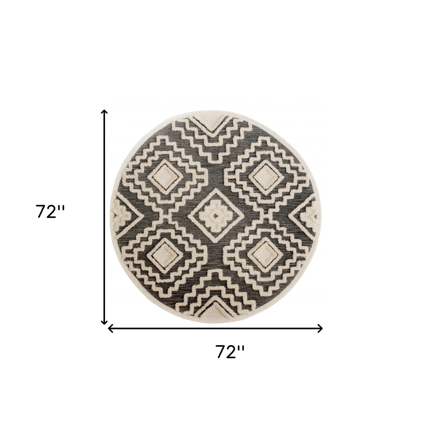 6' Round Gray and Cream Geometric Area Rug