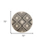 4' Round Gray and Cream Geometric Area Rug