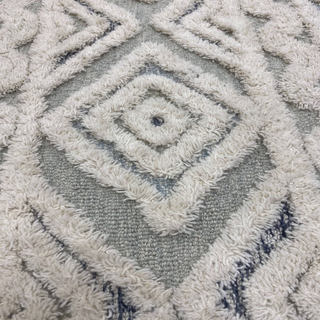 4' Round Cream Modern Geometric Area Rug