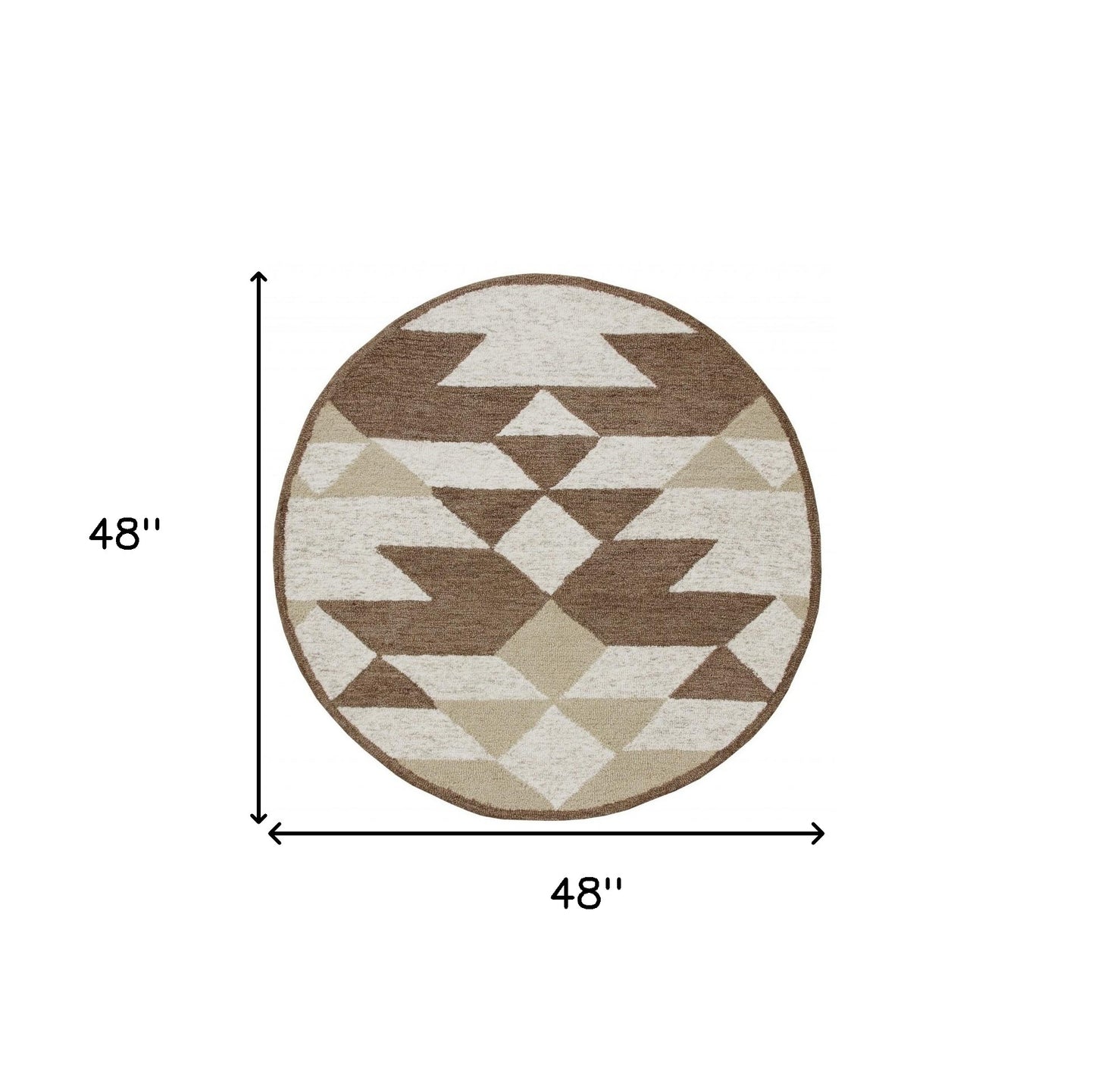 4' Round Brown Bohemian Geometric Area Rug