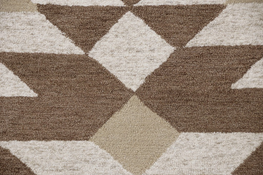 4' Round Brown Bohemian Geometric Area Rug