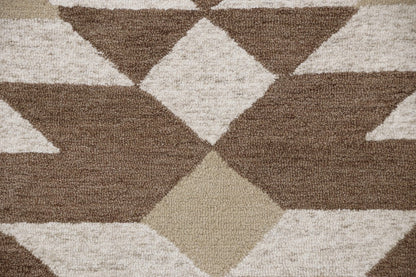 4' Round Brown Bohemian Geometric Area Rug