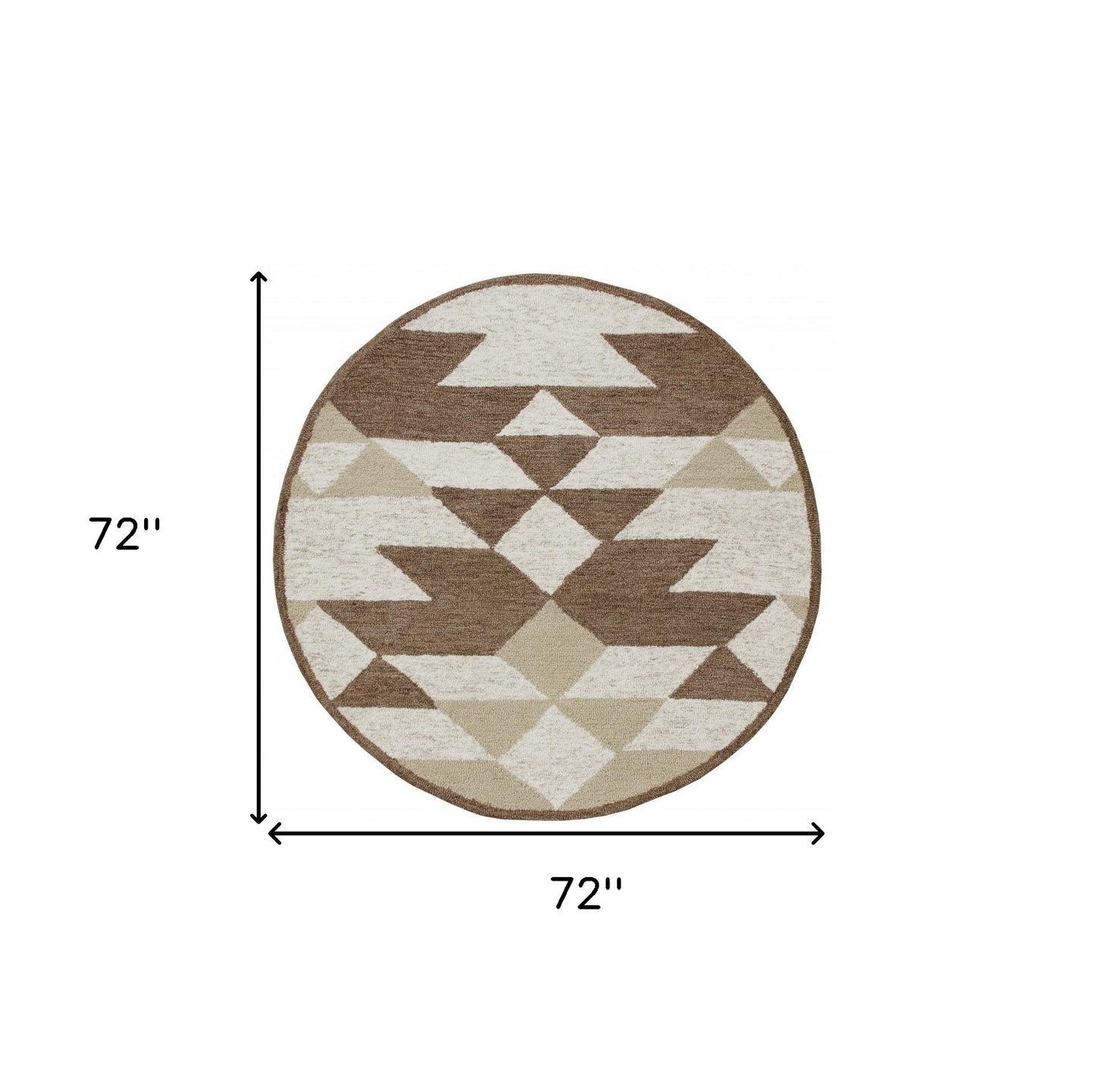 4' Round Brown Bohemian Geometric Area Rug