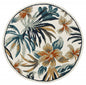 6' Round Blue and White Tropical Area Rug