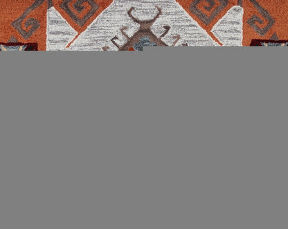 4' Round Terracotta Tribal Area Rug