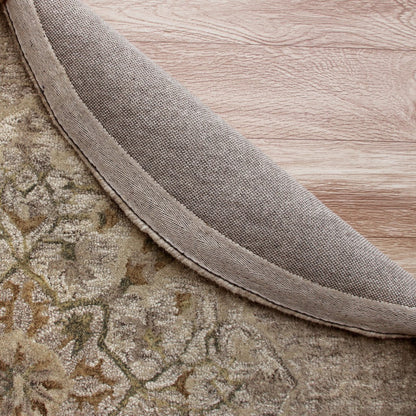 6' Round Beige Distressed Medallion Area Rug