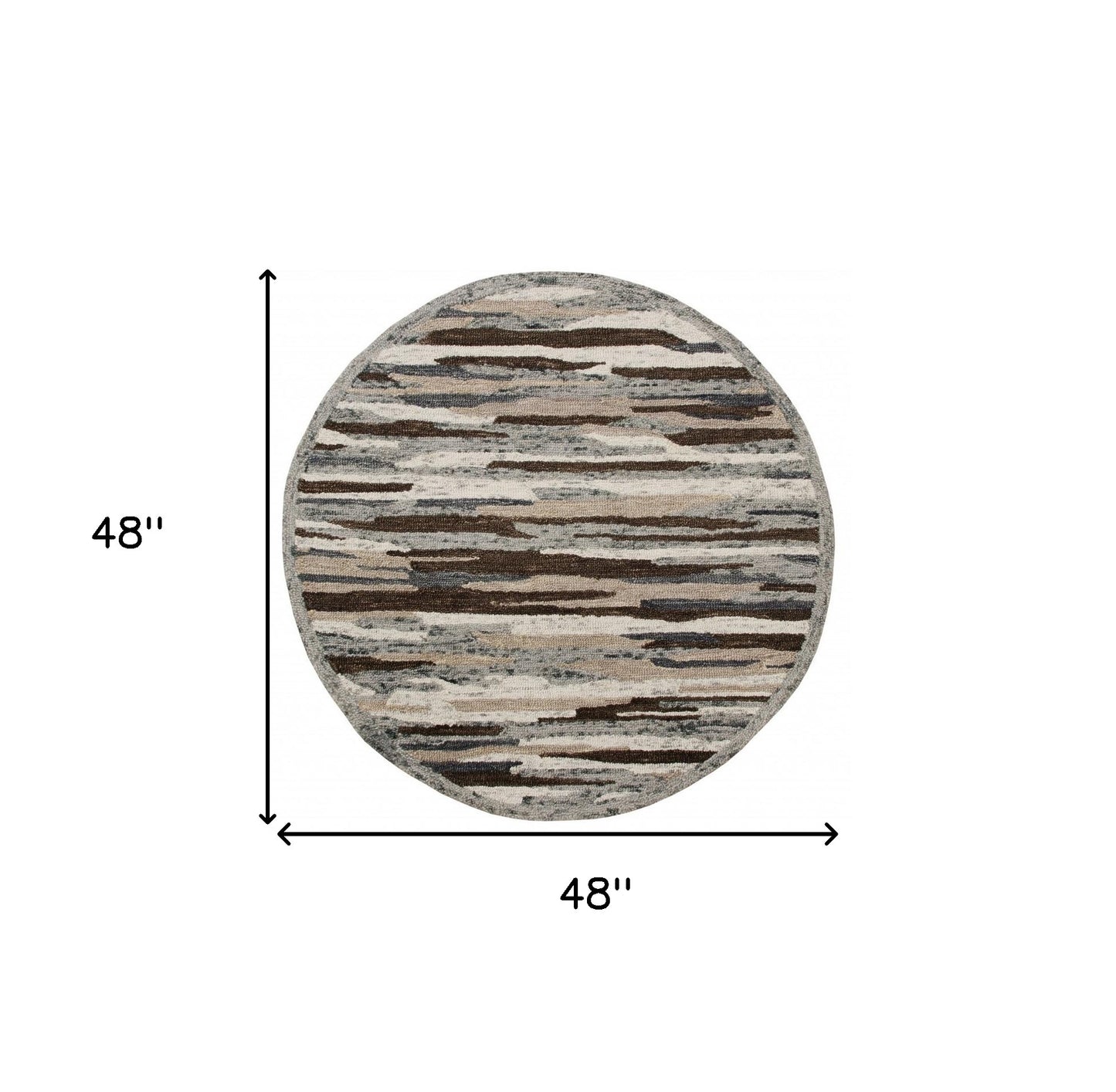 6' Gray And Brown Round Wool Hand Tufted Area Rug