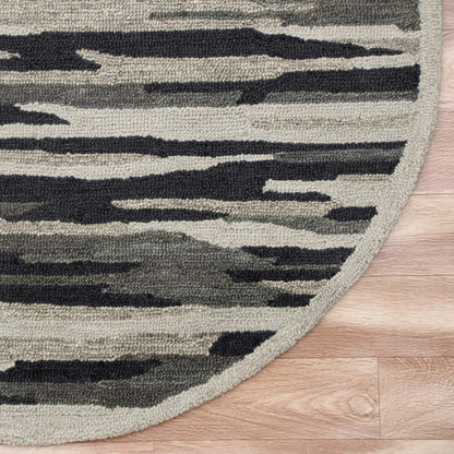 4' Round Black and Gray Camouflage Area Rug