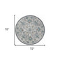 6' Round Gray and White Filigree Area Rug