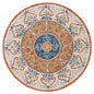 6' Round Orange Traditional Medallion Area Rug