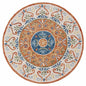 4' Round Orange Traditional Medallion Area Rug