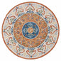 6' Round Orange Traditional Medallion Area Rug