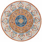 6' Round Orange Traditional Medallion Area Rug