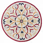 4' Round Red and Ivory Floral Filigree Area Rug