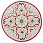 4' Round Red and Ivory Floral Filigree Area Rug