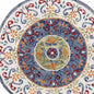 4' Round Blue and White Ornate Medallion Area Rug
