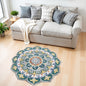 4' Round Teal Floral Mandala Area Rug