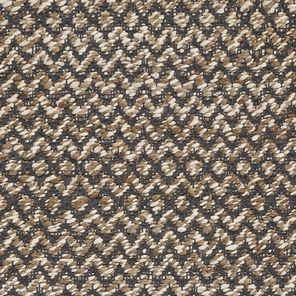 6' Natural and Gray Chevron Hand Woven Jute Runner Rug