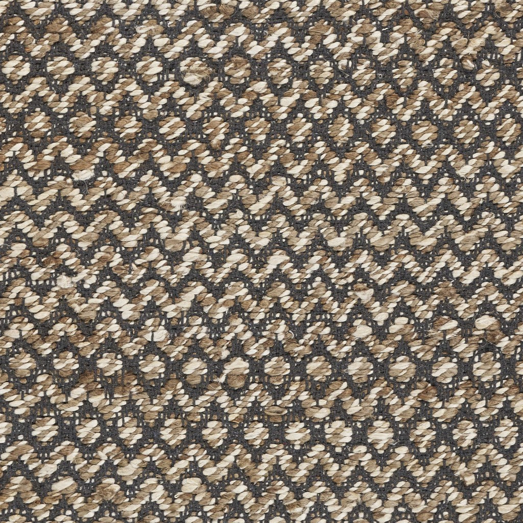 6' Natural and Gray Chevron Hand Woven Jute Runner Rug