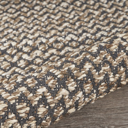 6' Natural and Gray Chevron Hand Woven Jute Runner Rug