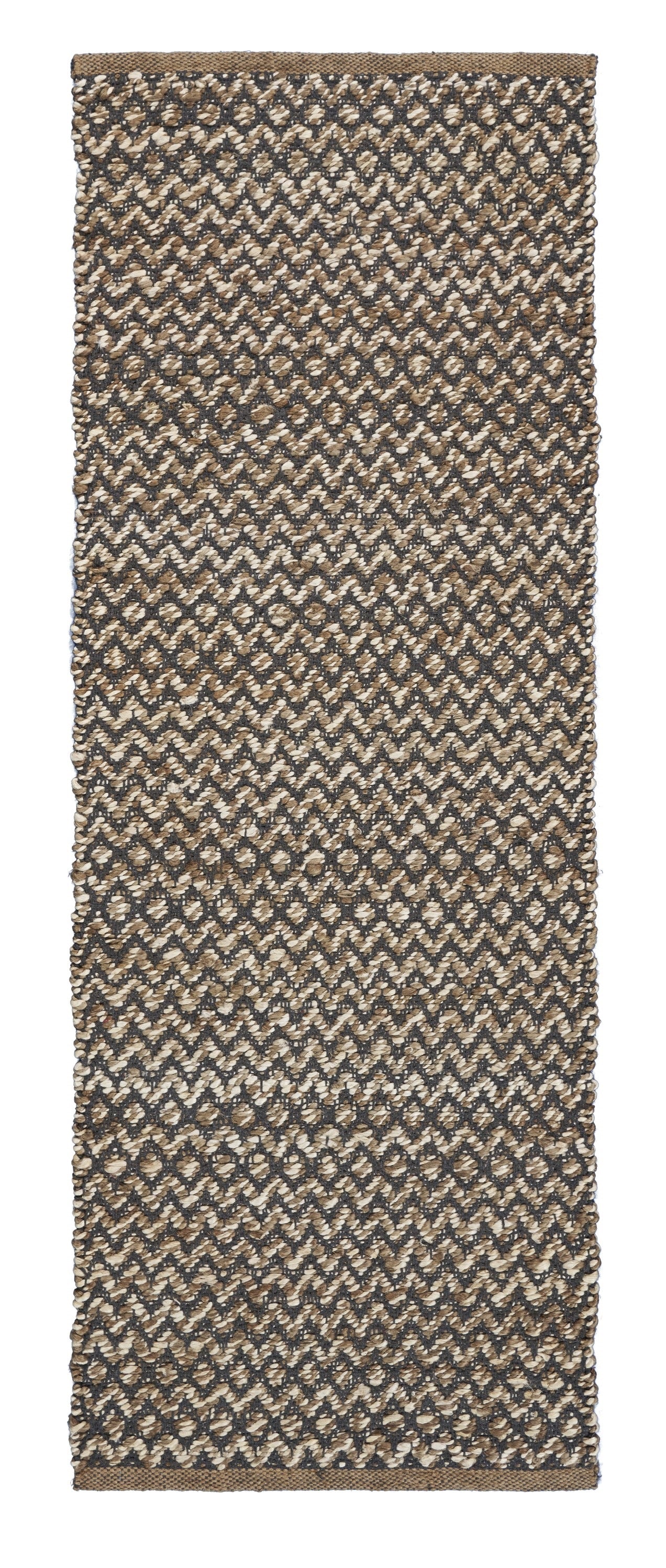 6' Natural and Gray Chevron Hand Woven Jute Runner Rug