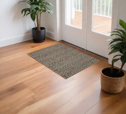 6' Natural and Gray Chevron Hand Woven Jute Runner Rug