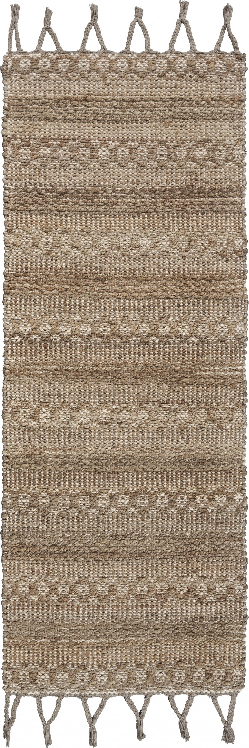 3' x 4' Tan Bohemian Tasseled Area Rug